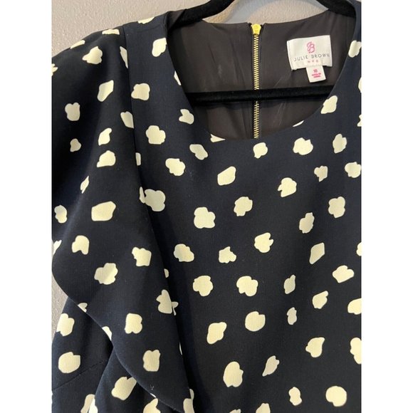 Julie Brown Dress 10 Black Ivory Stretch Career Church Washable - Picture 5 of 11